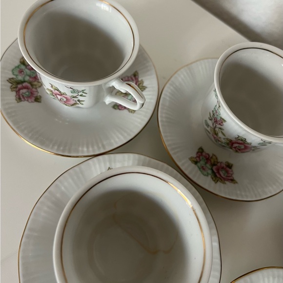12 Pcs Vintage Floral Walbrzych Rose Set Bone China Porcelain Poland Tea Coffee - Picture 12 of 13